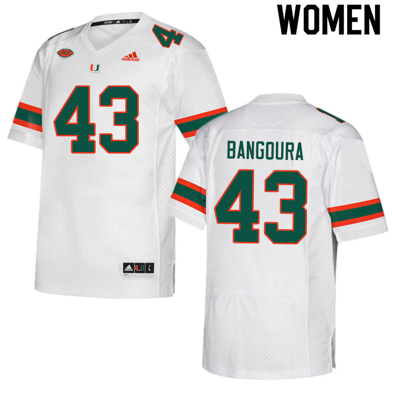 Women #43 Souleymane Bangoura Miami Hurricanes College Football Jerseys Sale-White - Click Image to Close